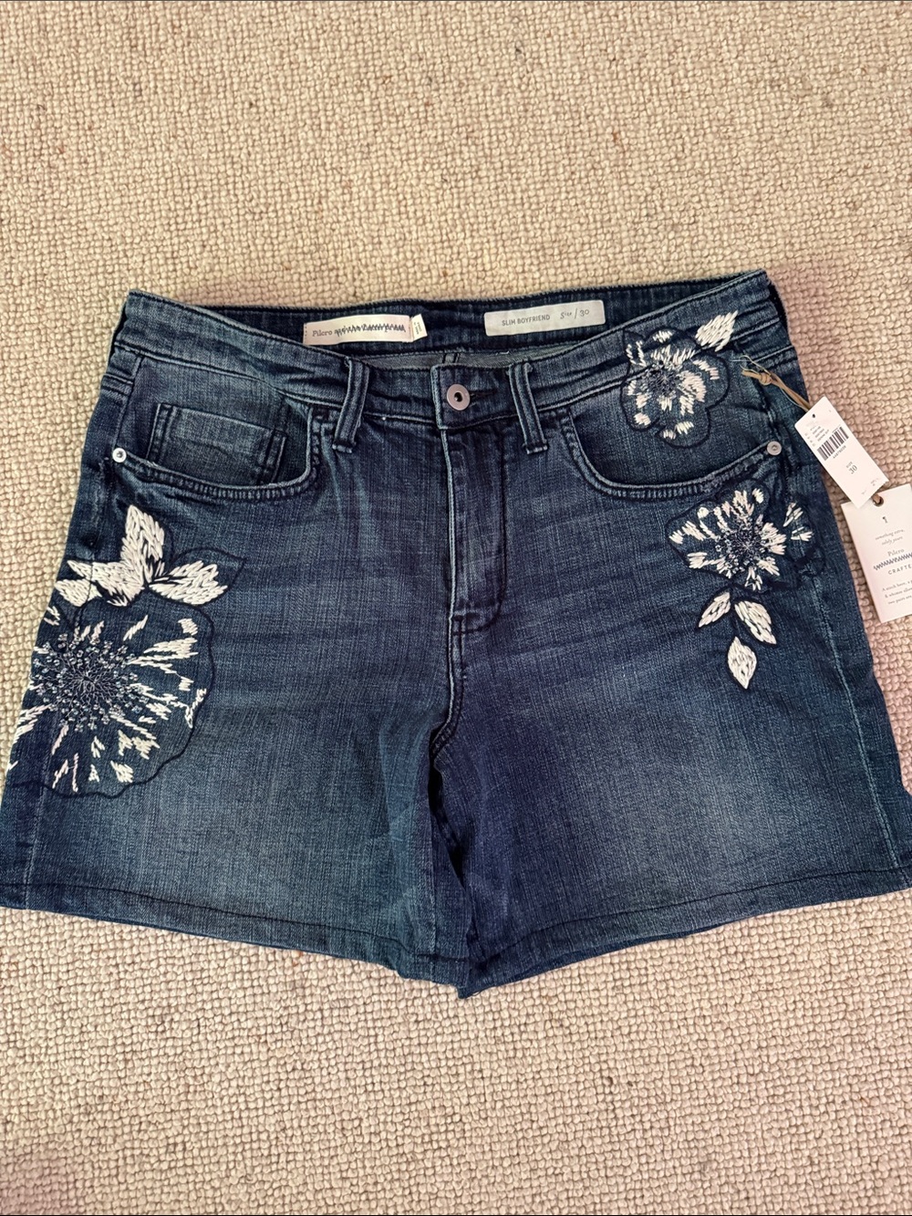 Pilcro embroidered and beaded denim shorts